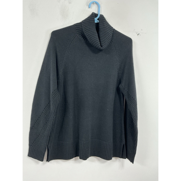 Womans Isaac Mizrahi Long Sleeve Pullover Sweater Small Black Turtle Neck - Picture 1 of 9